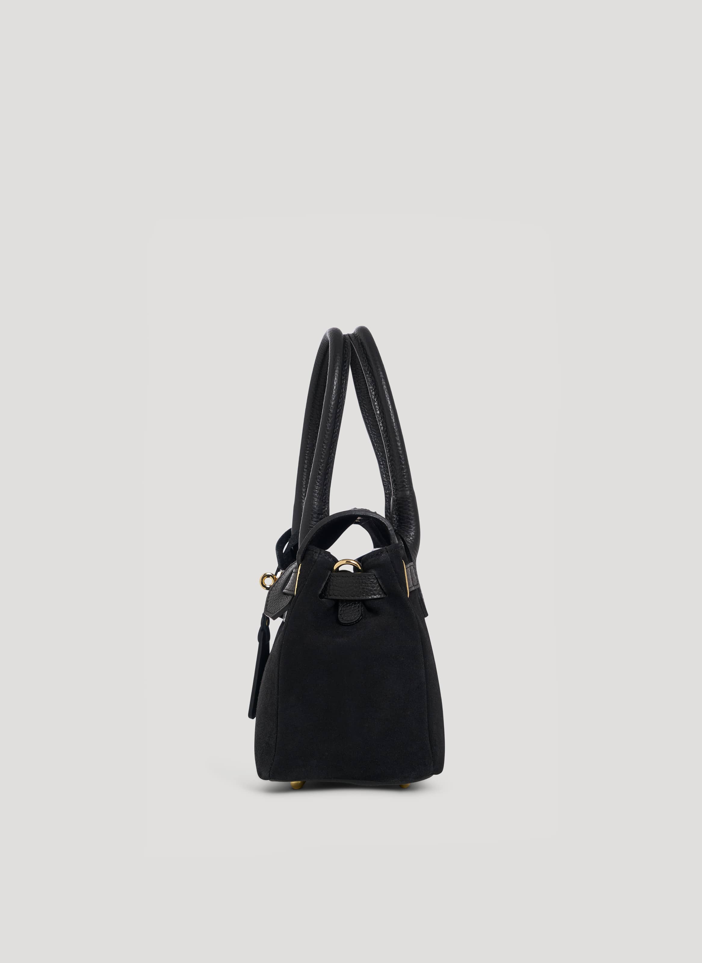 Borsa Elizabeth Micro in Camoscio e Pelle Nera - Voemièn