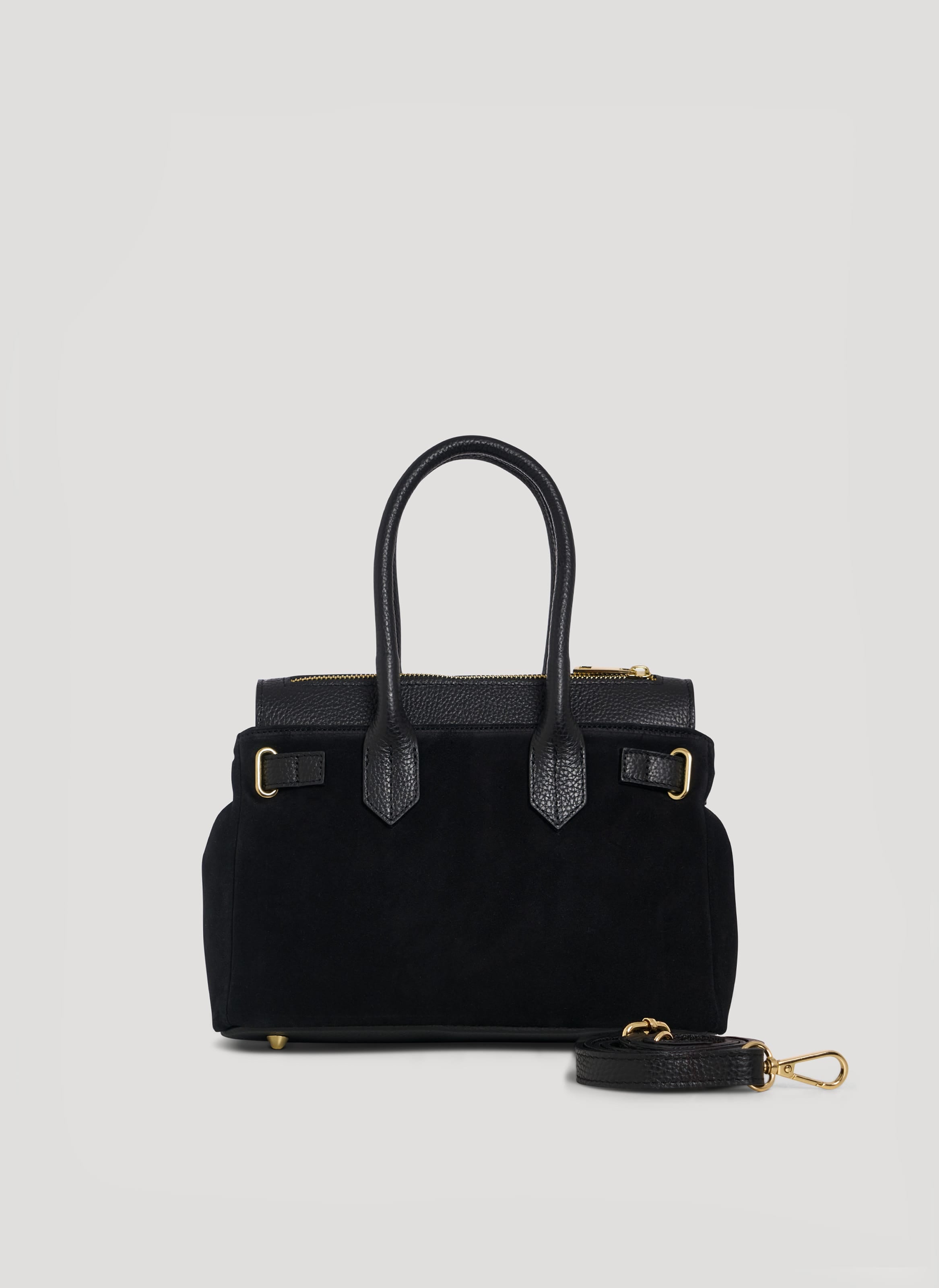 Borsa Elizabeth Micro in Camoscio e Pelle Nera - Voemièn