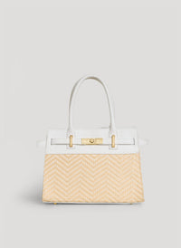Grace White Chevron Raffia and Leather Limited Edition Bag