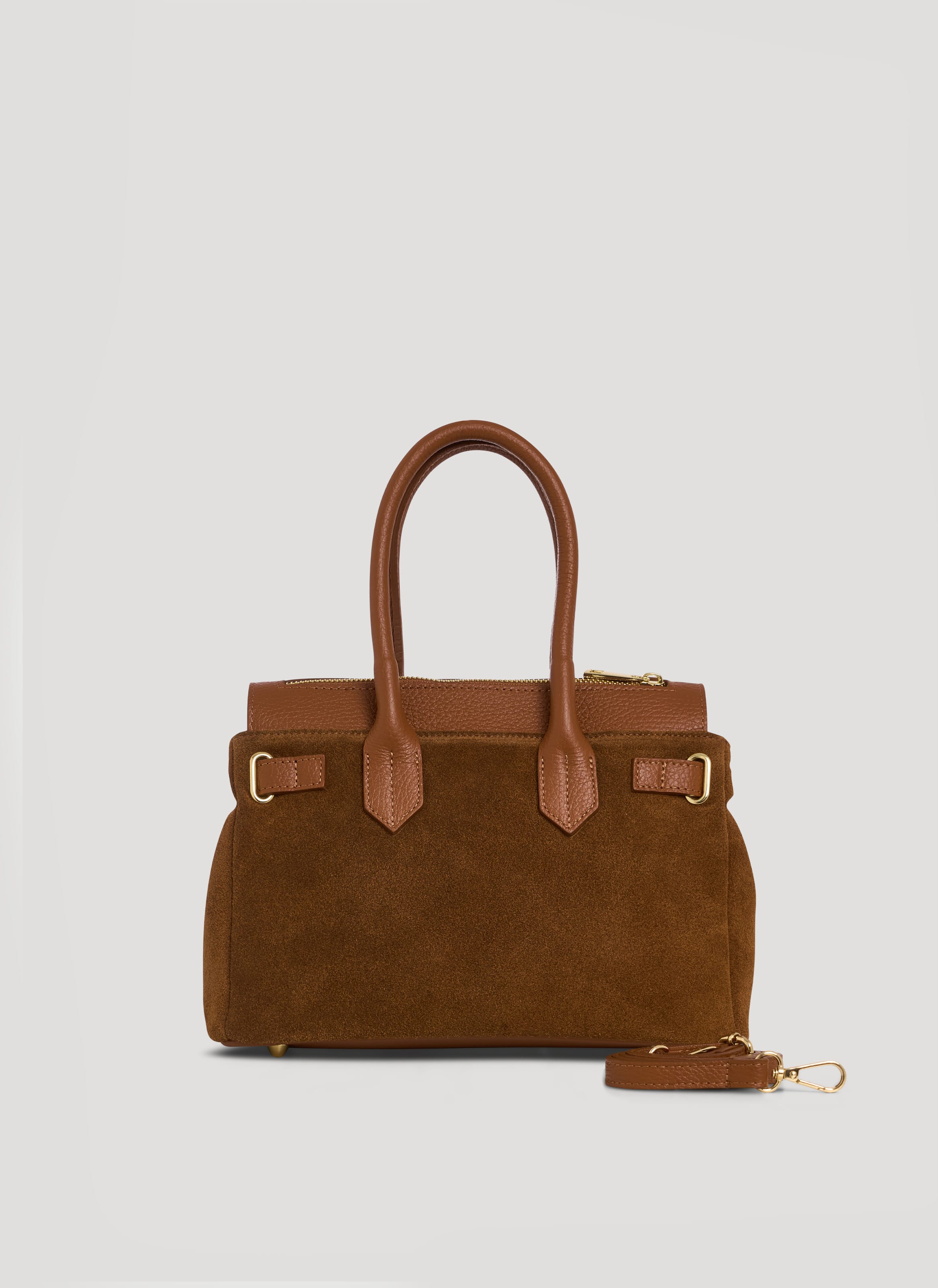 Borsa Elizabeth Micro in Camoscio e Pelle Cuoio - Voemièn