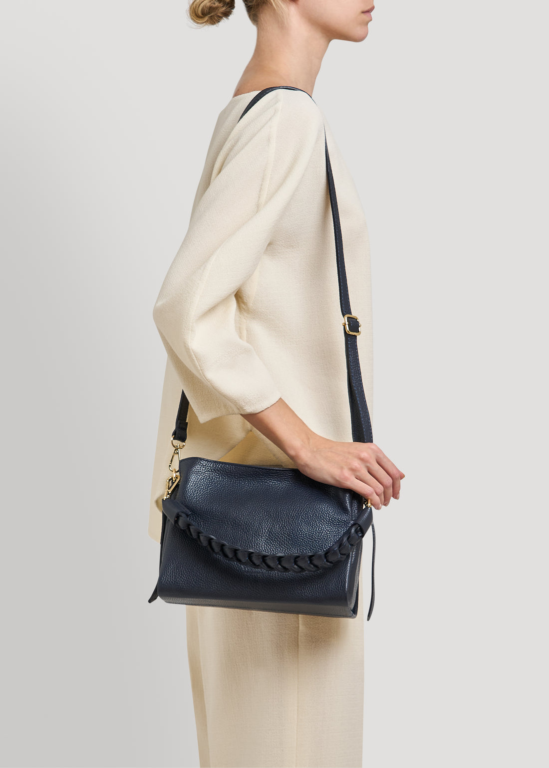 Braid Micro bag in Beige Dollaro leather