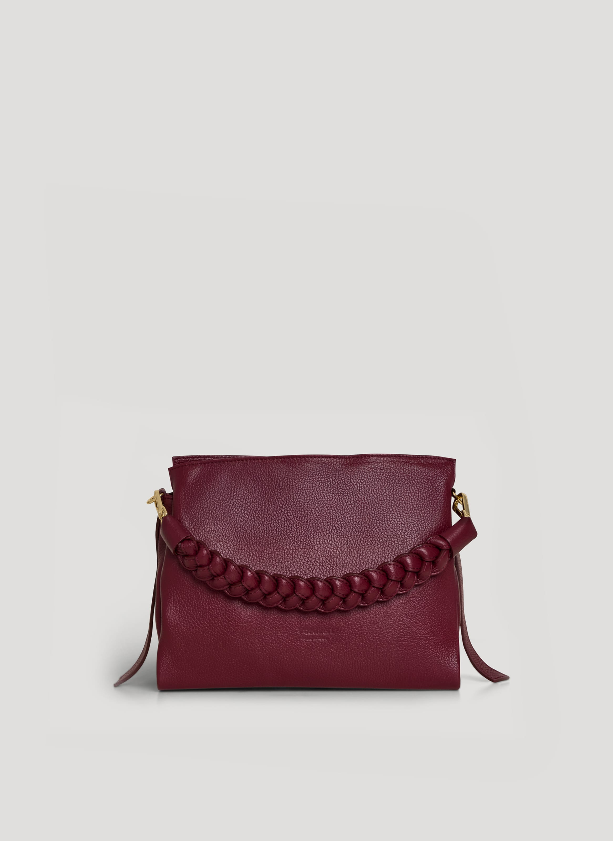 Borsa Braid Micro in pelle Dollaro Rosso Borgogna - Voemièn