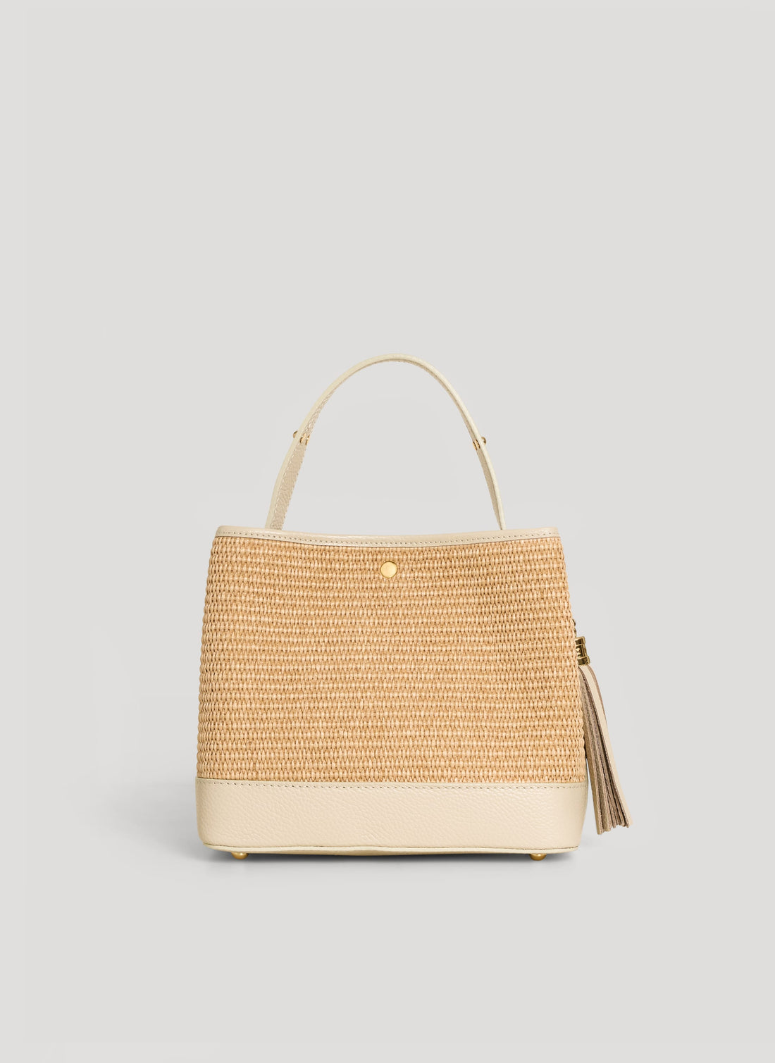 Borsa Kendy in pelle e rafia Crema - Voemièn