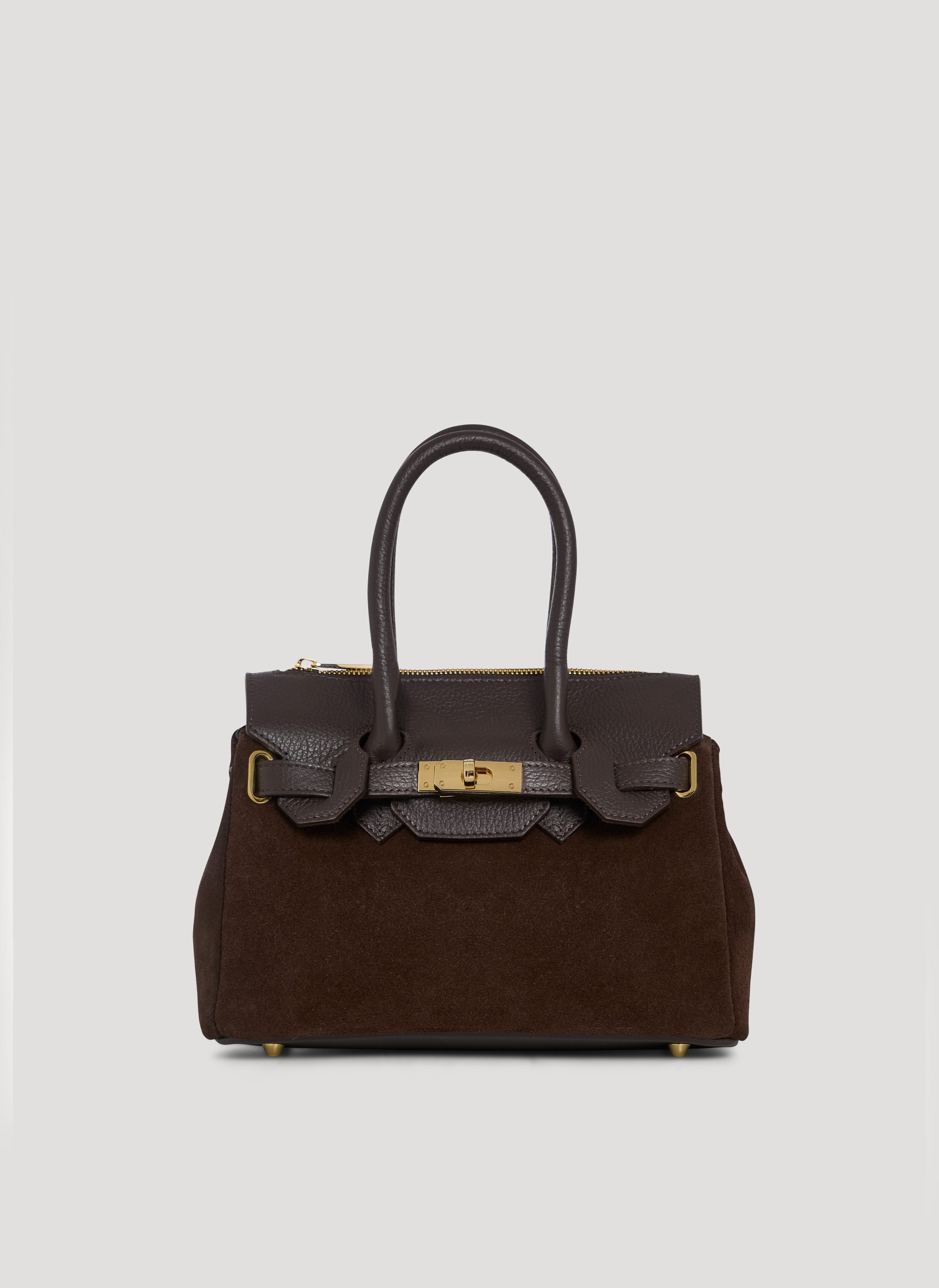 Borsa Elizabeth Micro in Camoscio e Pelle Testa di Moro - Voemièn