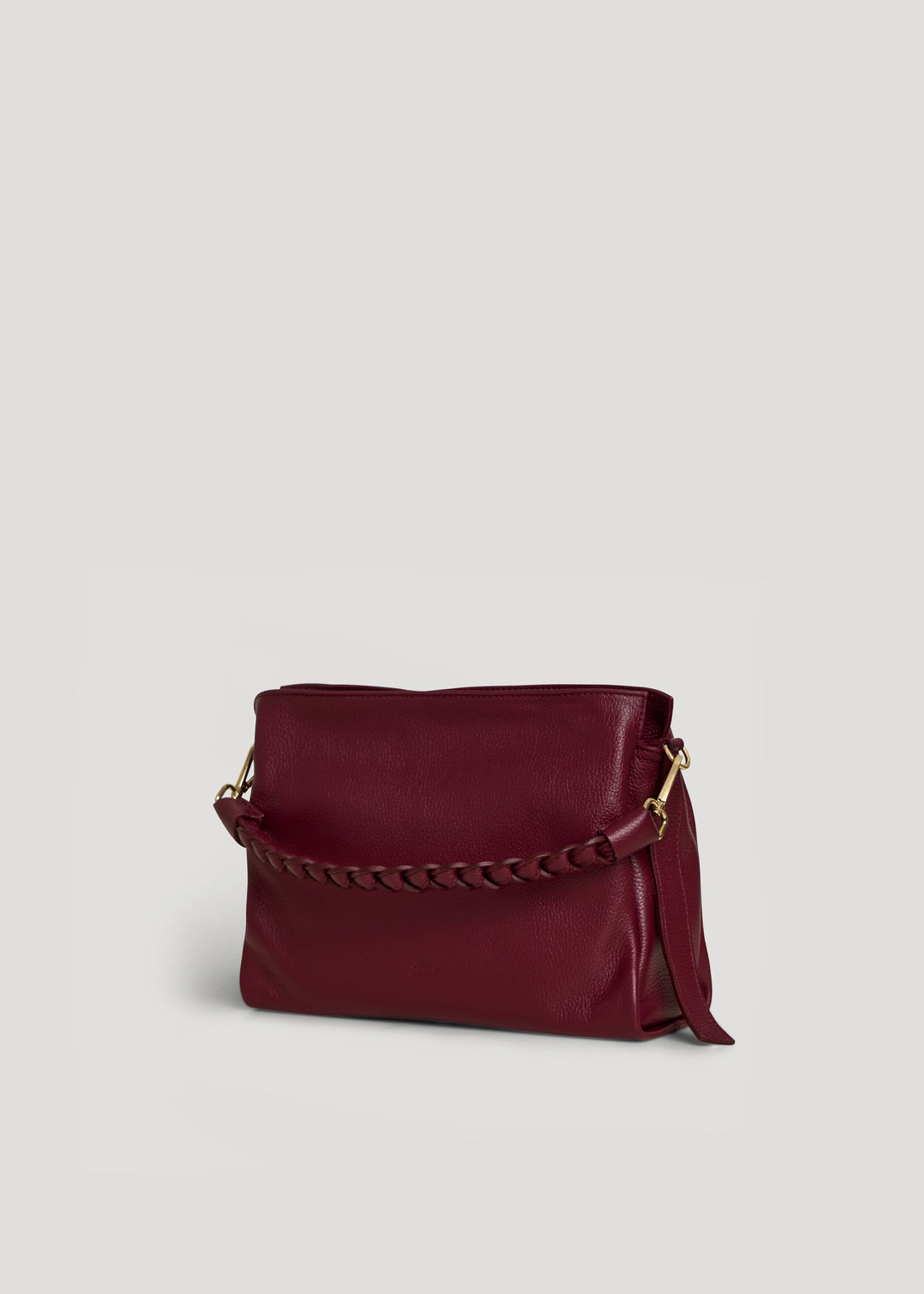 Borsa Braid Micro in pelle Dollaro Rosso Borgogna
