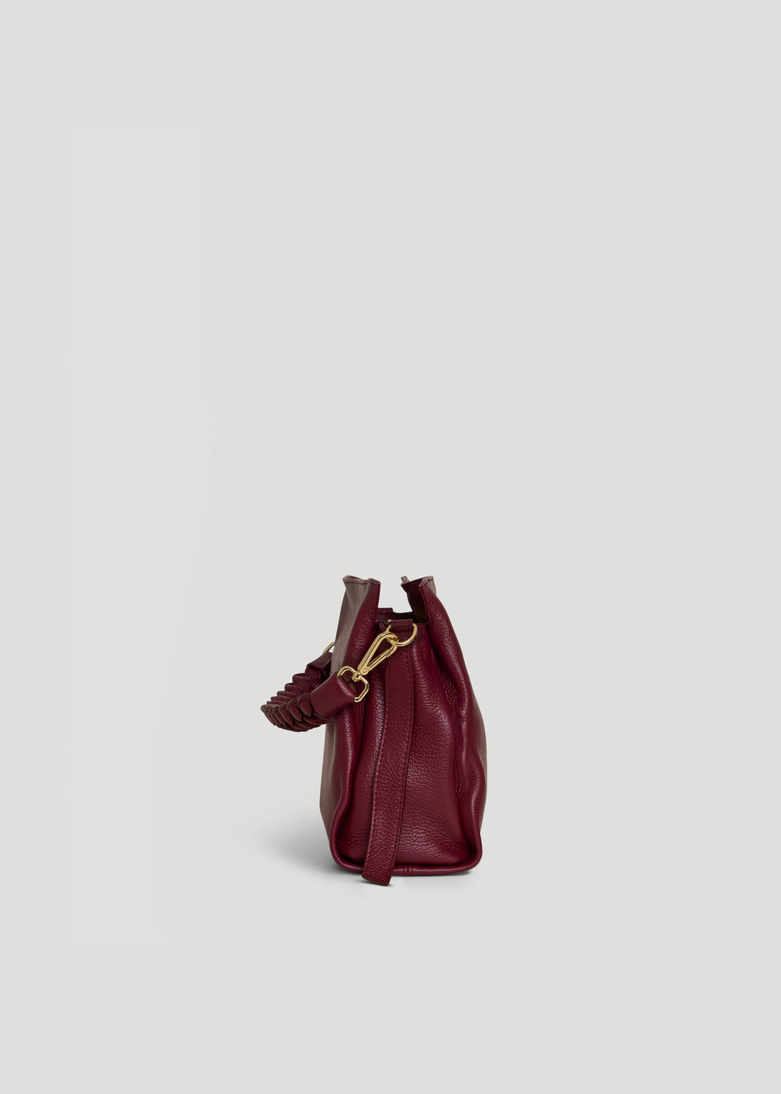 Borsa Braid Micro in pelle Dollaro Rosso Borgogna