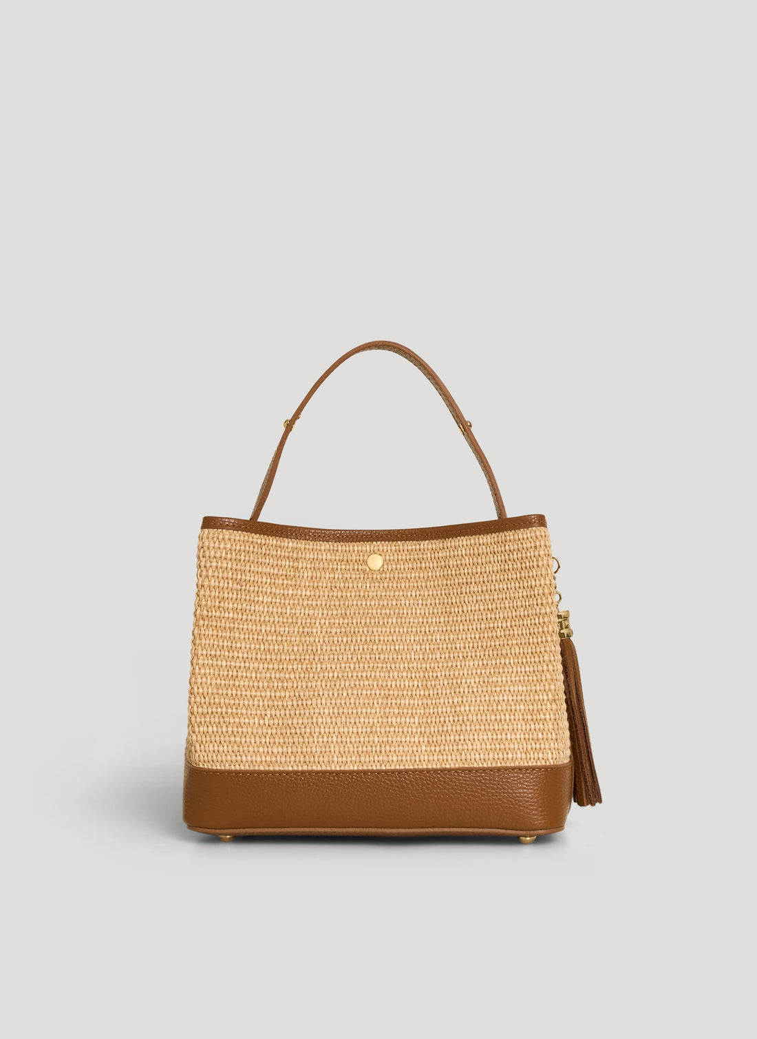Borsa Kendy in pelle e rafia Cuoio - Voemièn