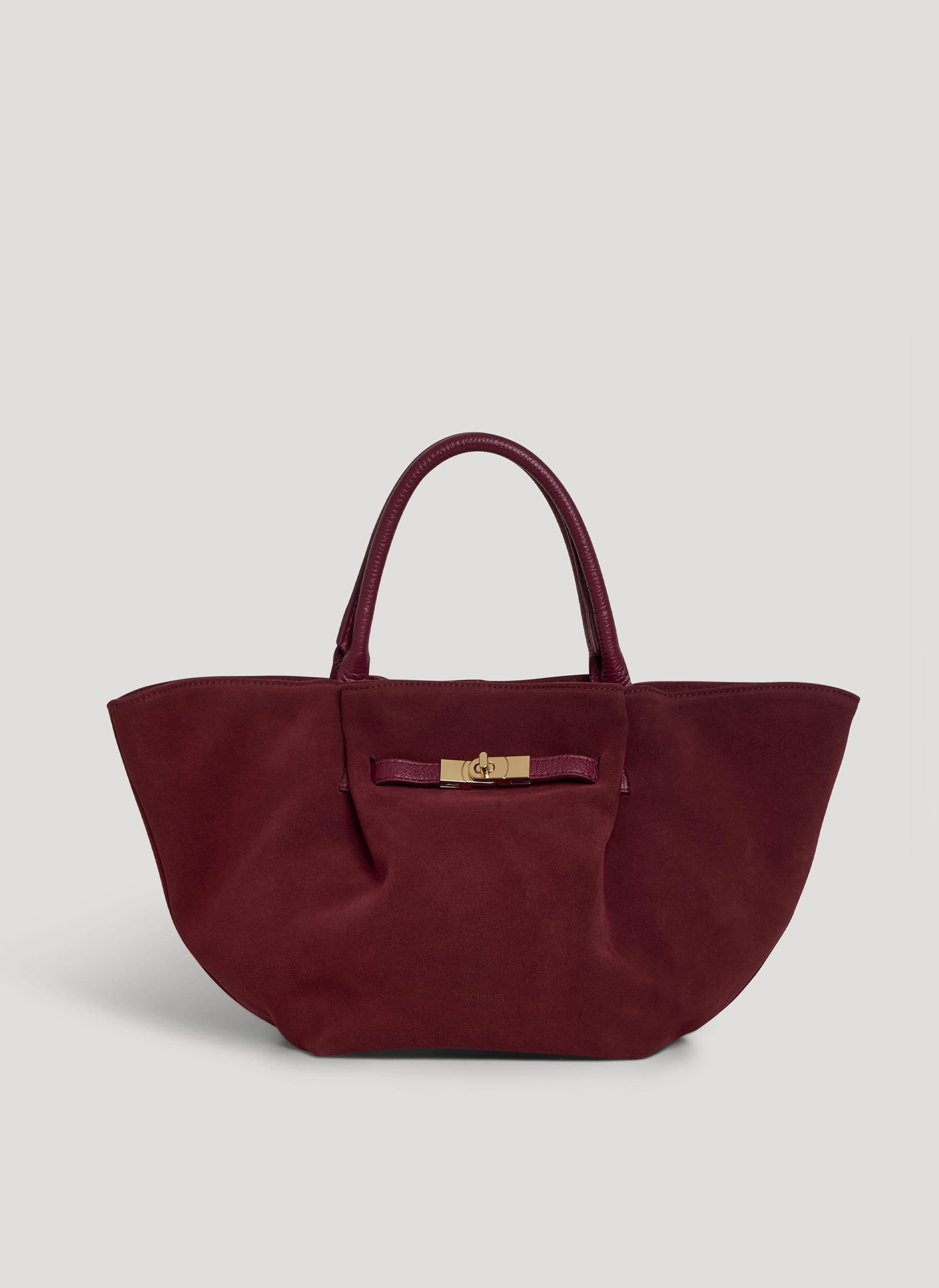 Borsa Charlène in Camoscio e Pelle Borgogna - Voemièn