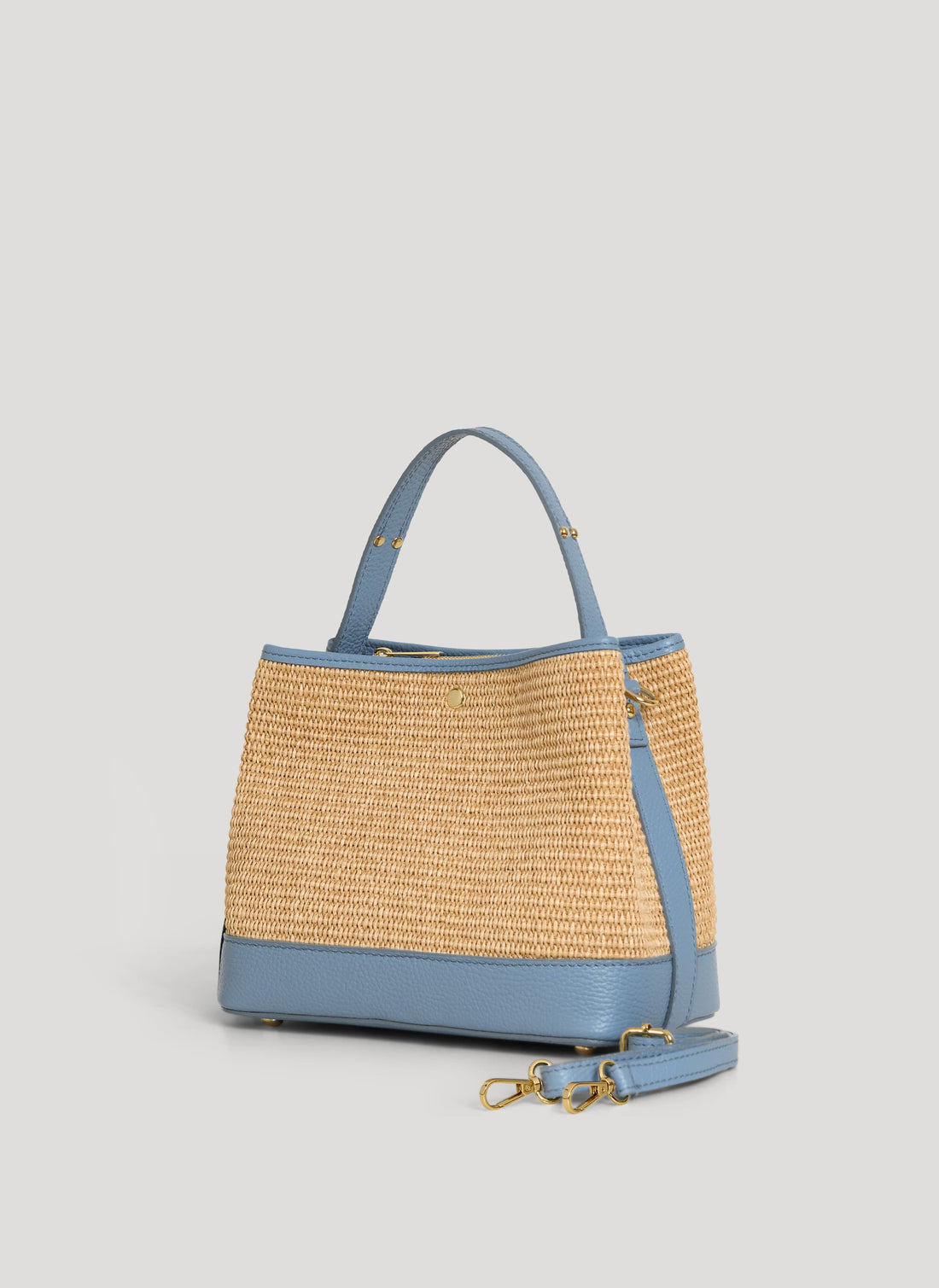 Borsa Kendy in pelle e rafia Denim - Voemièn