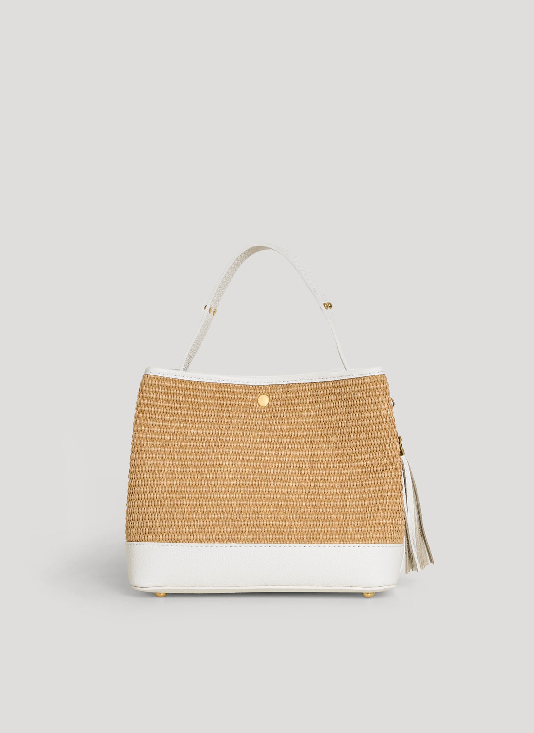 Borsa Kendy in pelle e rafia Bianca - Voemièn