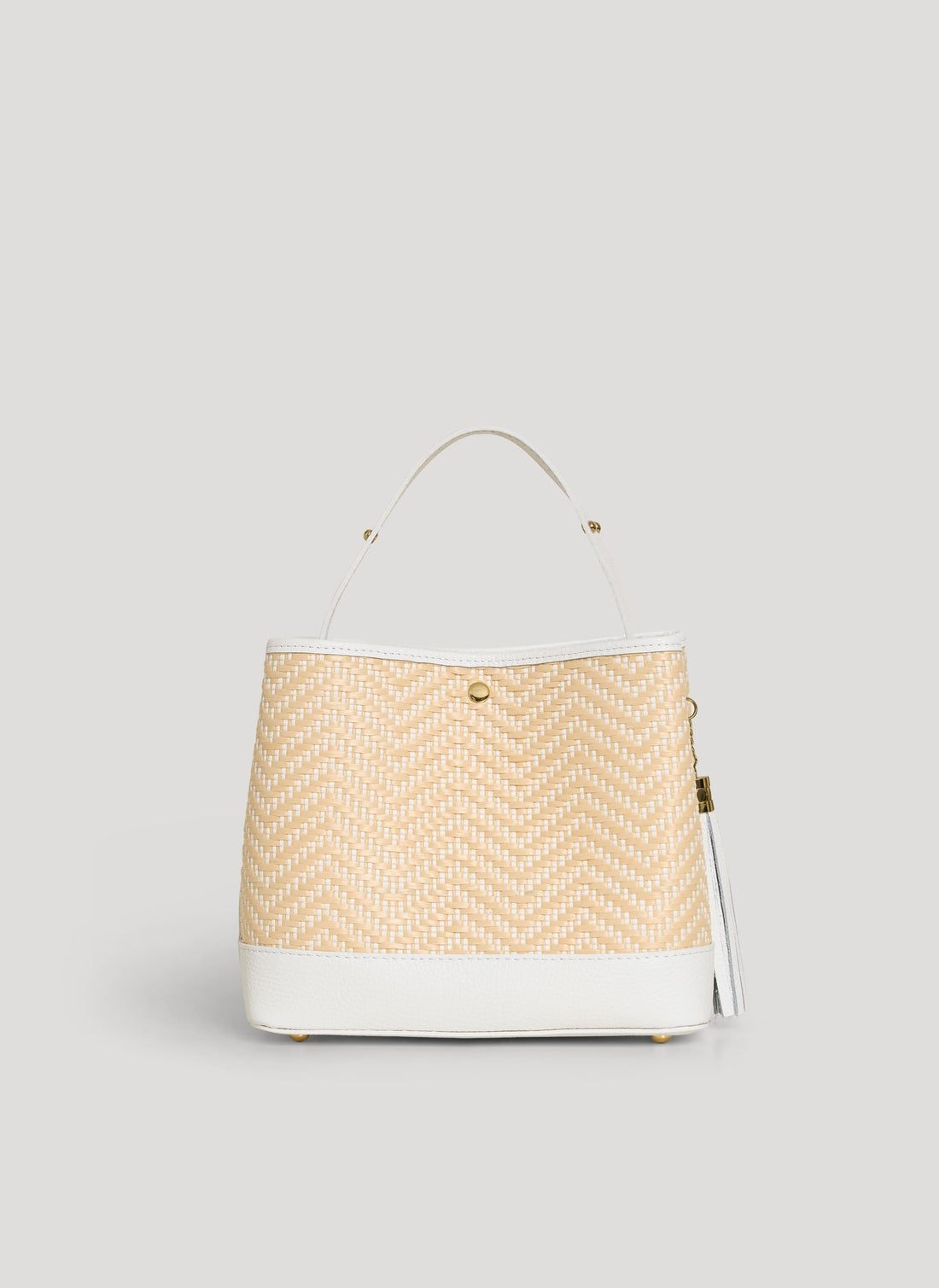 Borsa Kendy in Pelle e Rafia Chevron Limited Edition Bianca - Voemièn