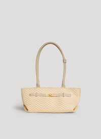 Lola Chevron Beige Limited Edition Leather and Raffia Bag