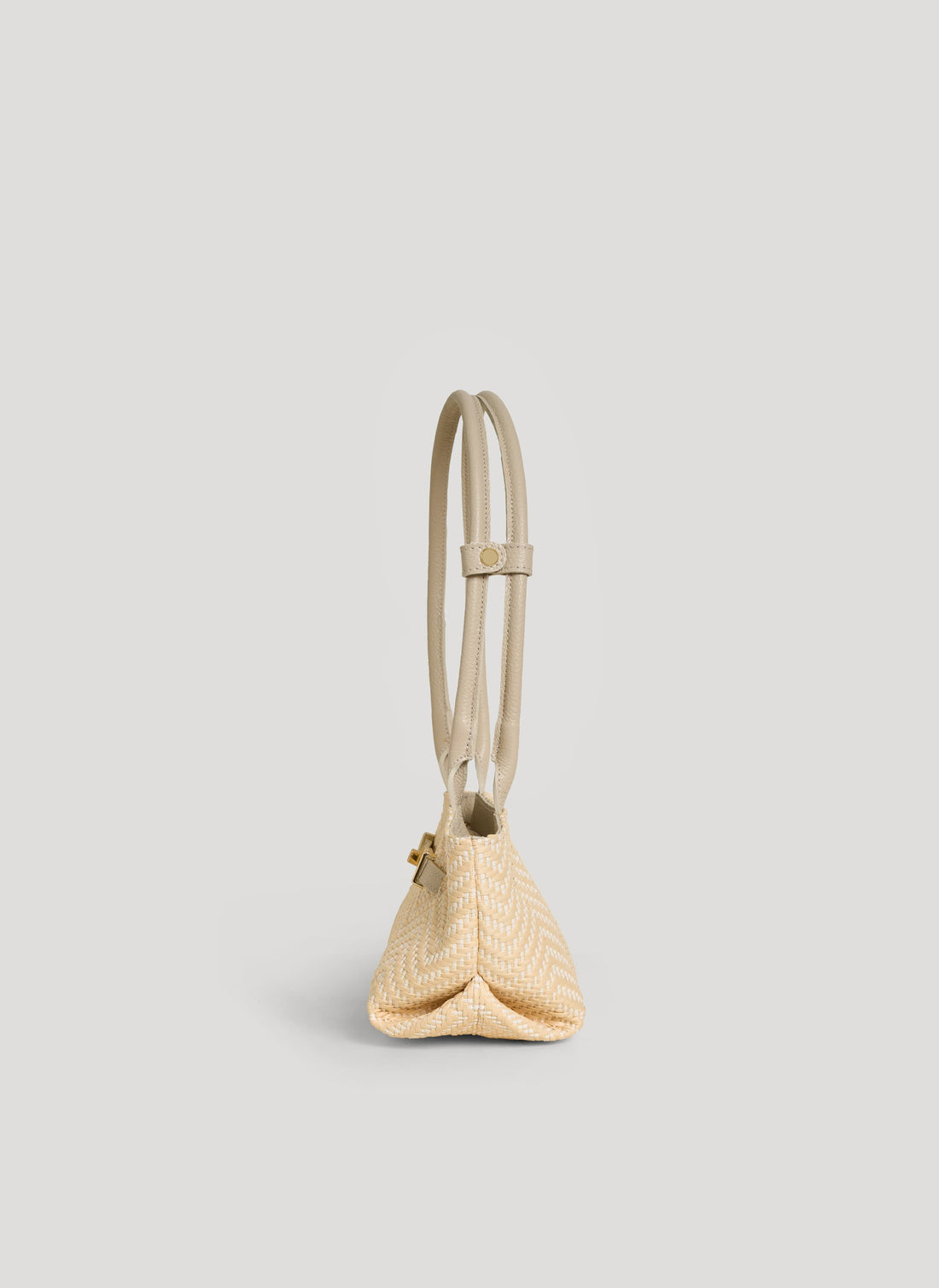Borsa Lola in Pelle e Rafia Chevron Limited Edition Beige - Voemièn