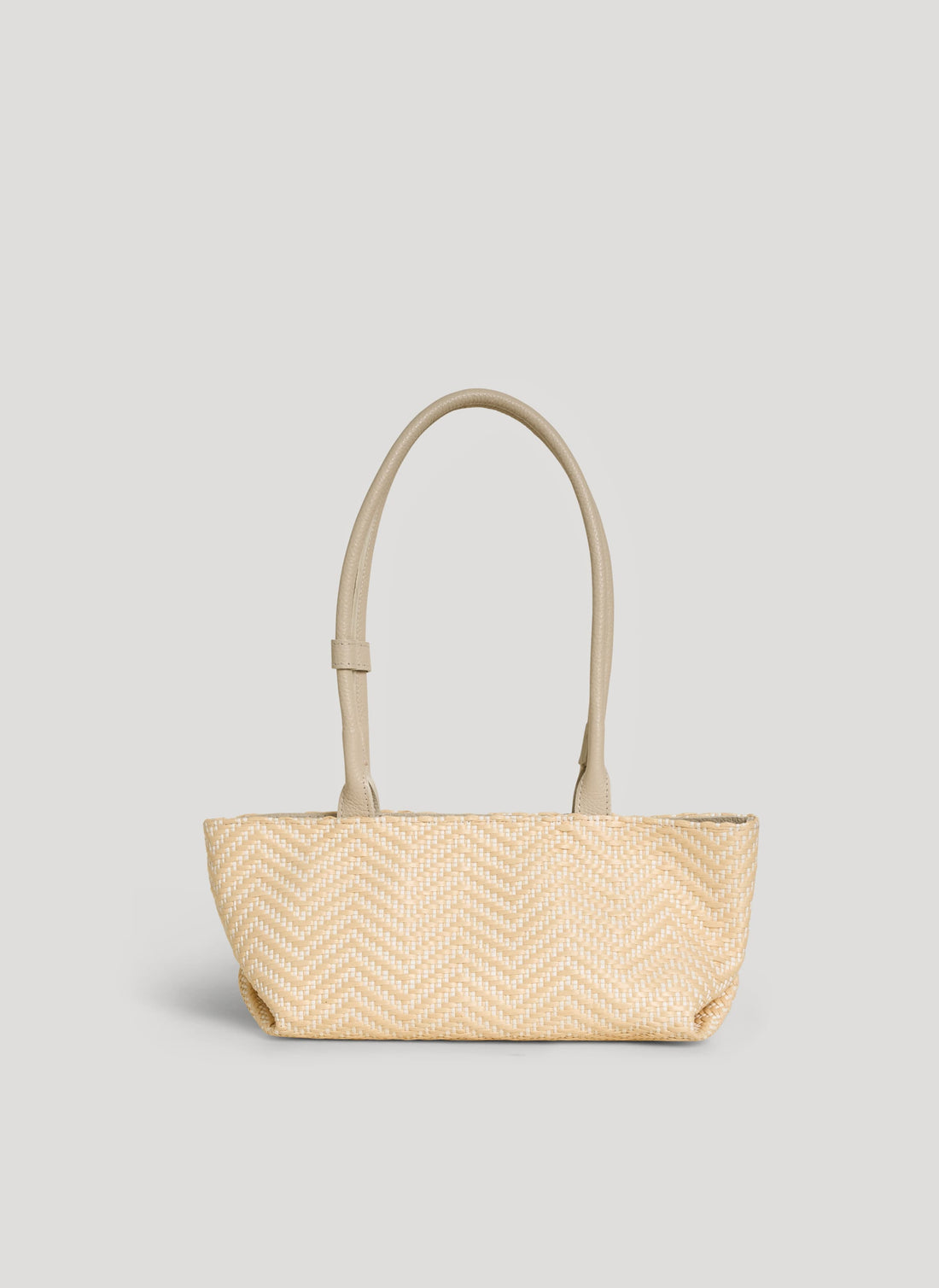 Borsa Lola in Pelle e Rafia Chevron Limited Edition Beige - Voemièn