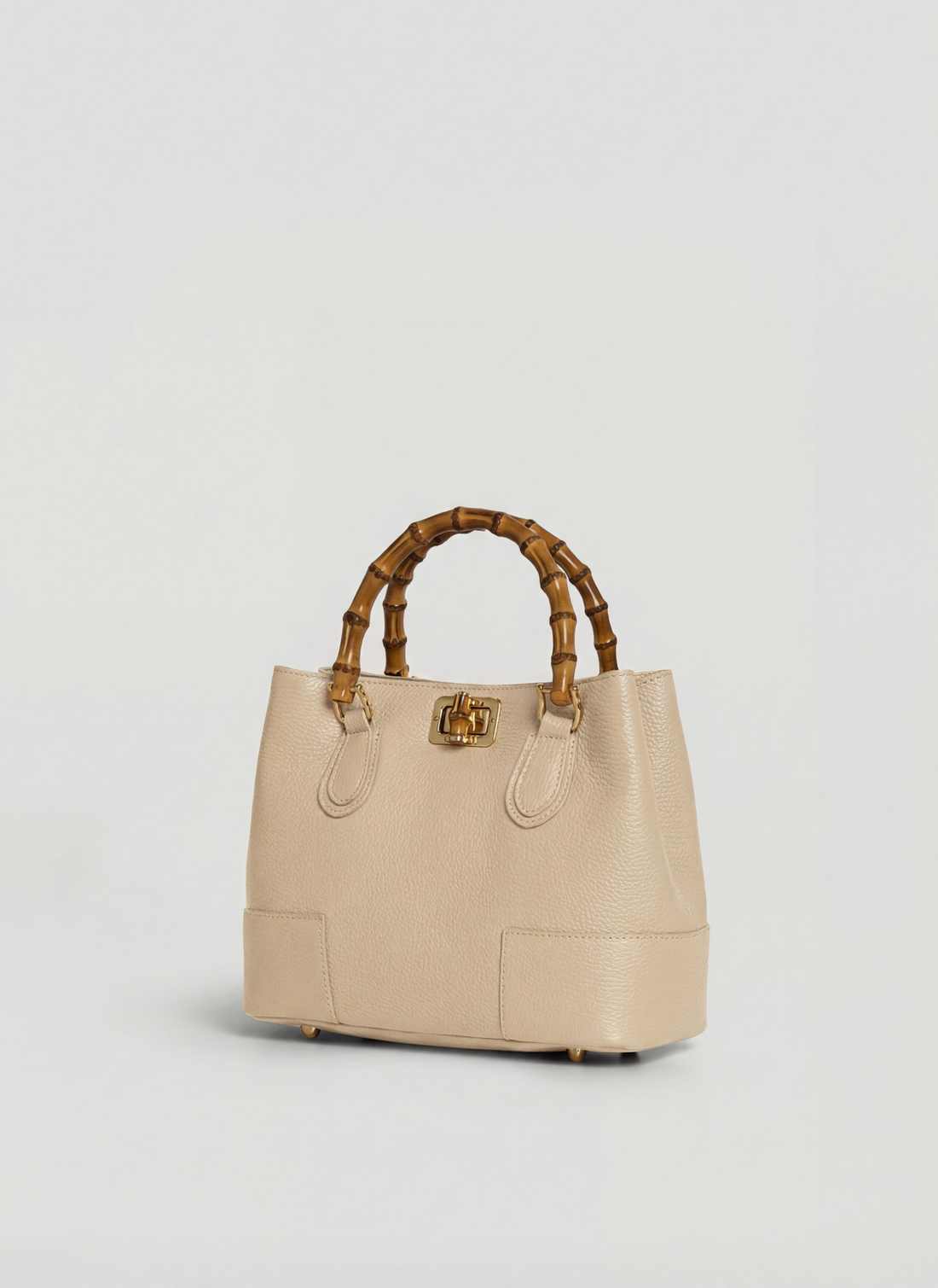 Borsa Bamboo Babe micro in pelle Dollaro Beige - Voemièn