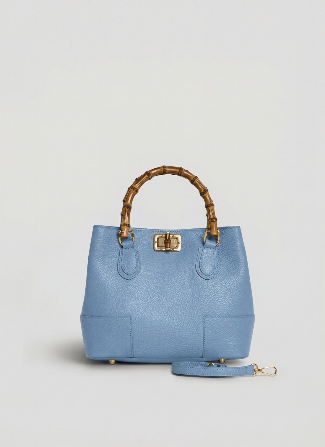 Borsa Bamboo Babe Micro in Pelle Dollaro Denim - Voemièn