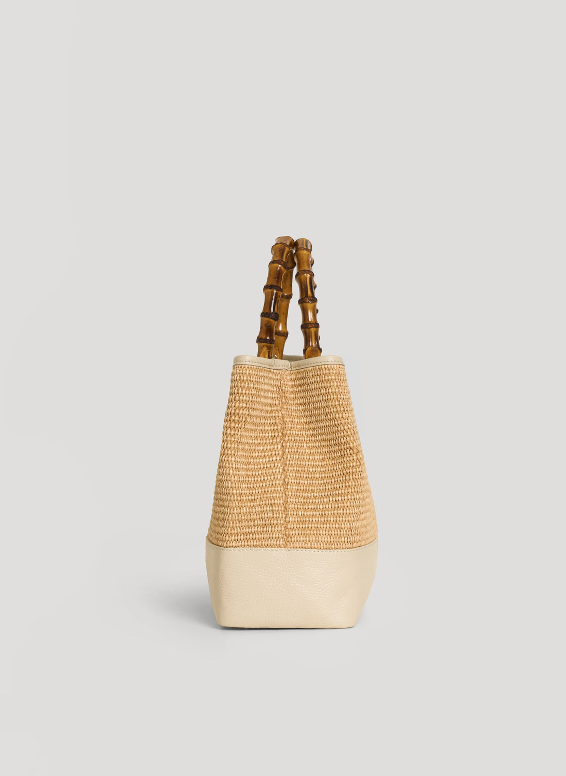 Borsa Bamboo Babe in pelle e Rafia Crema - Voemièn