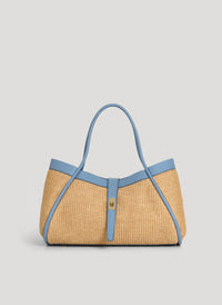 Mayfair Leather and Denim Raffia Bag