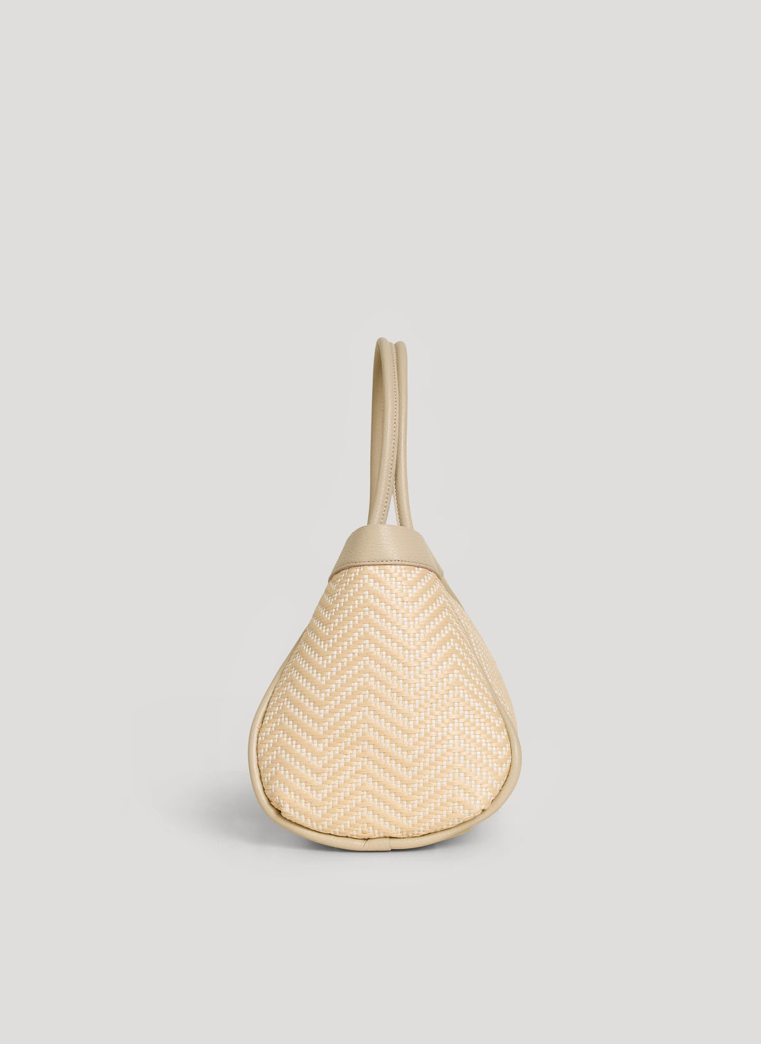 Borsa Mayfair in Pelle e Rafia Chevron Limited Edition Beige - Voemièn