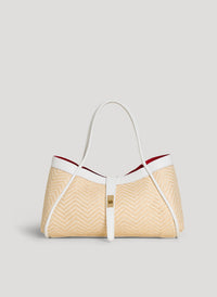 Mayfair Chevron White Limited Edition Leather and Raffia Bag