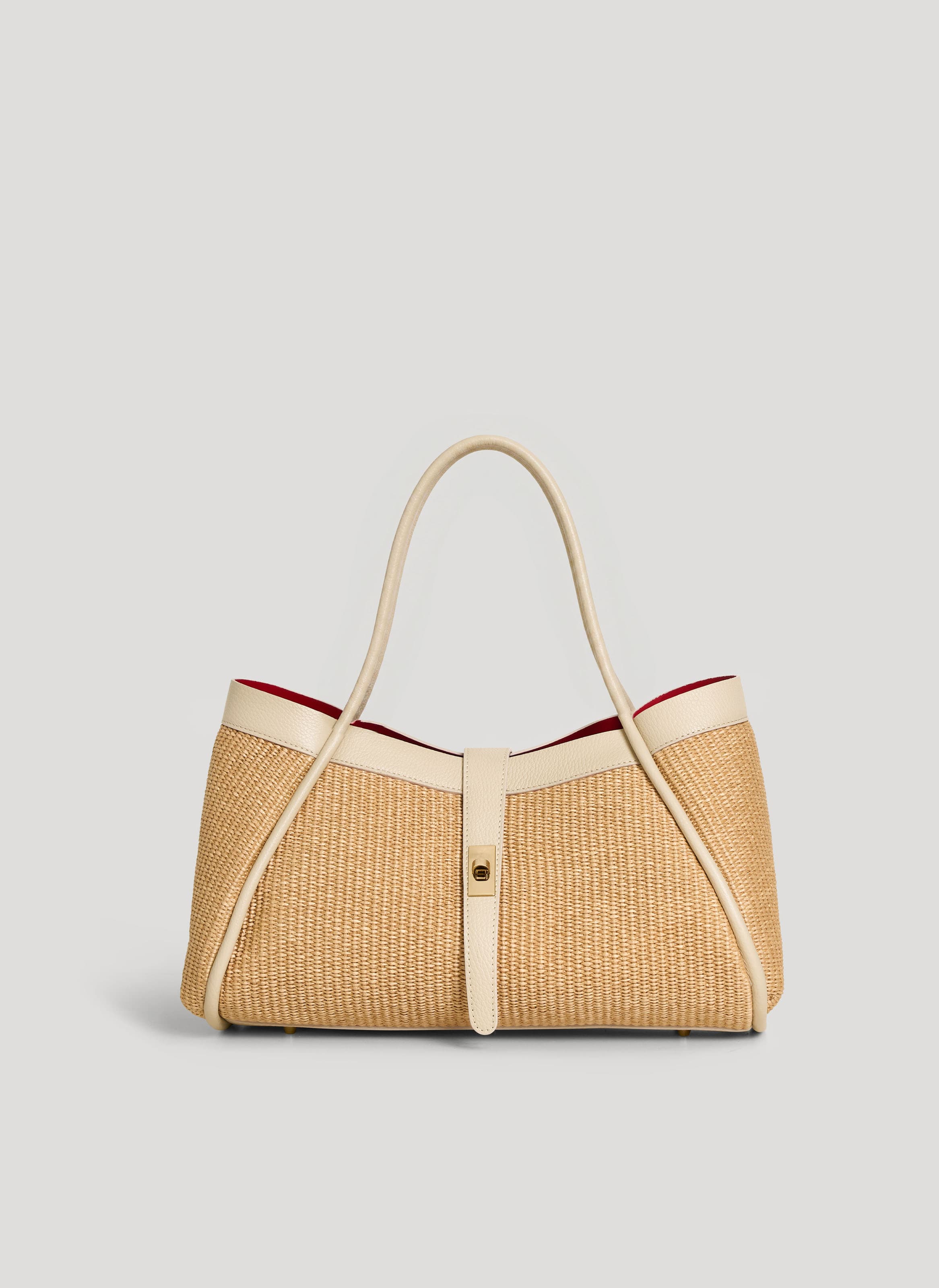Borsa Mayfair in pelle e Rafia Crema - Voemièn