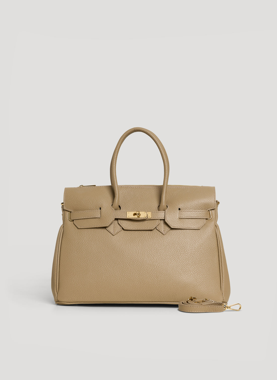 Borsa Elizabeth in Pelle Togo Taupe Chiaro - Voemièn