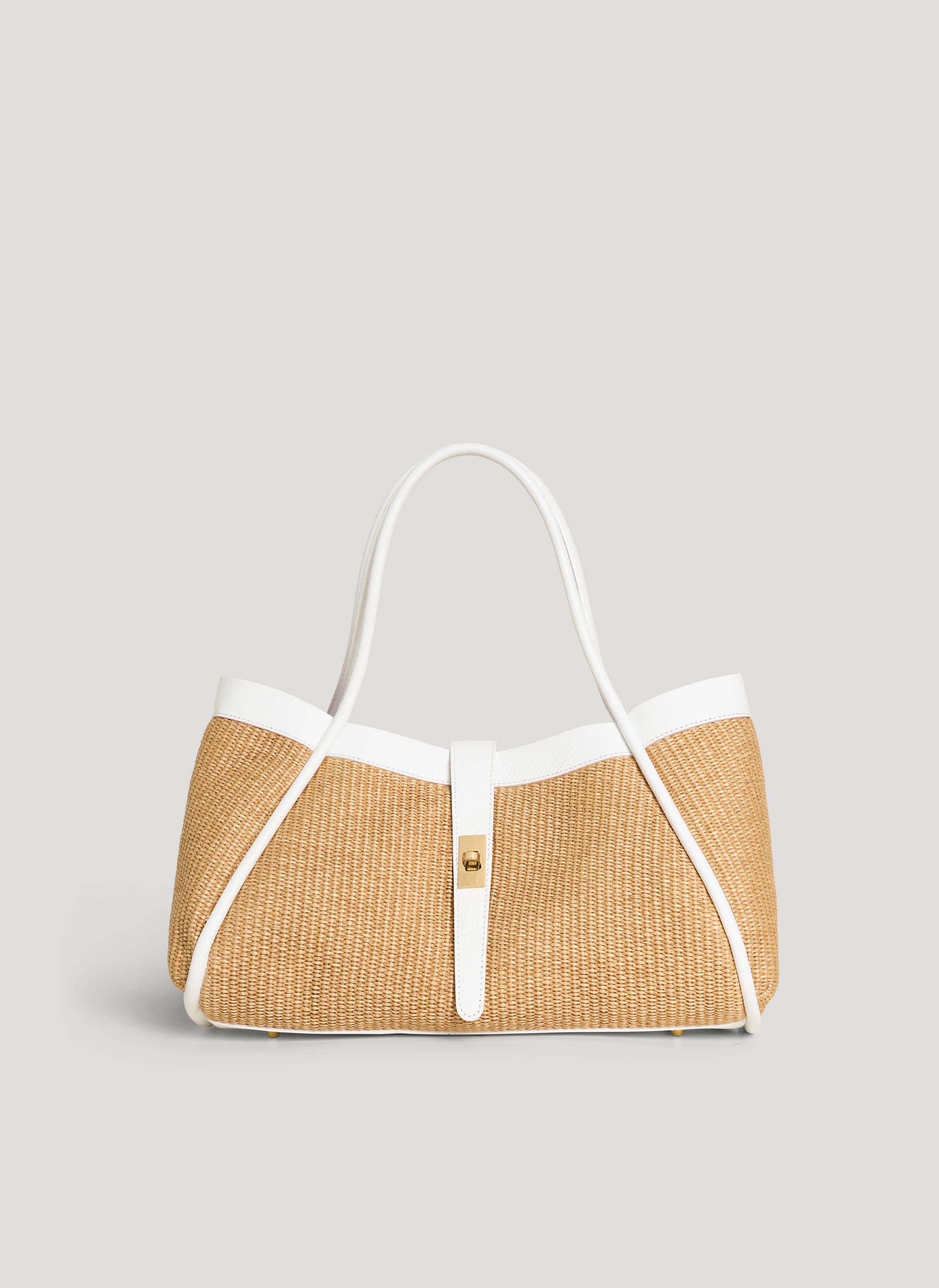 Borsa Mayfair in pelle e Rafia Bianca - Voemièn