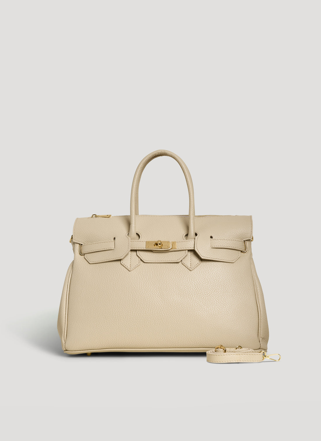 Borsa Elizabeth in Pelle Togo Beige - Voemièn
