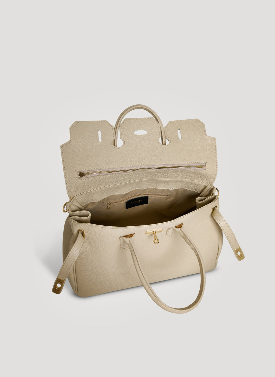 Borsa Elizabeth in Pelle Togo Beige - Voemièn