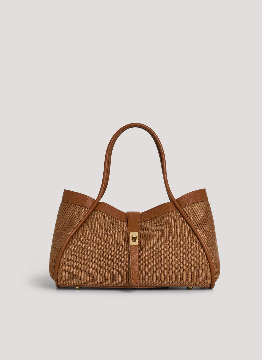 Borsa Mayfair in Pelle e Rafia Limited Edition Cuoio - Voemièn