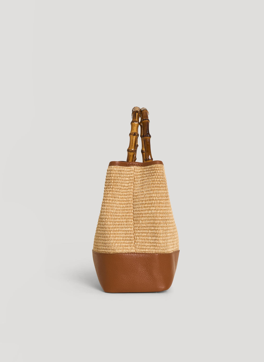 Borsa Bamboo Babe in pelle e Rafia Cuoio - Voemièn