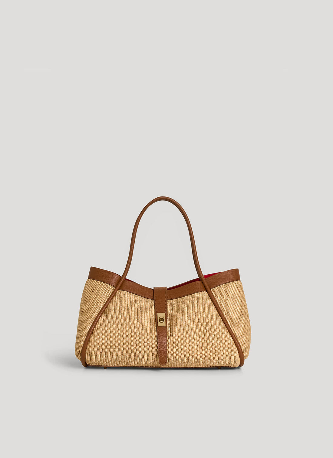Borsa Mayfair Media in pelle e Rafia Cuoio - Voemièn