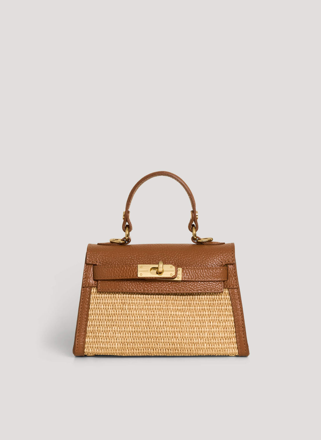 Borsa Victoria in Pelle e Rafia Cuoio - Voemièn