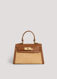 Victoria Leather and Raffia Bag Cuoio