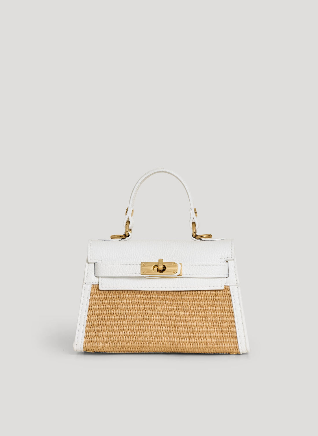 Borsa Victoria in Pelle e Rafia Bianca - Voemièn