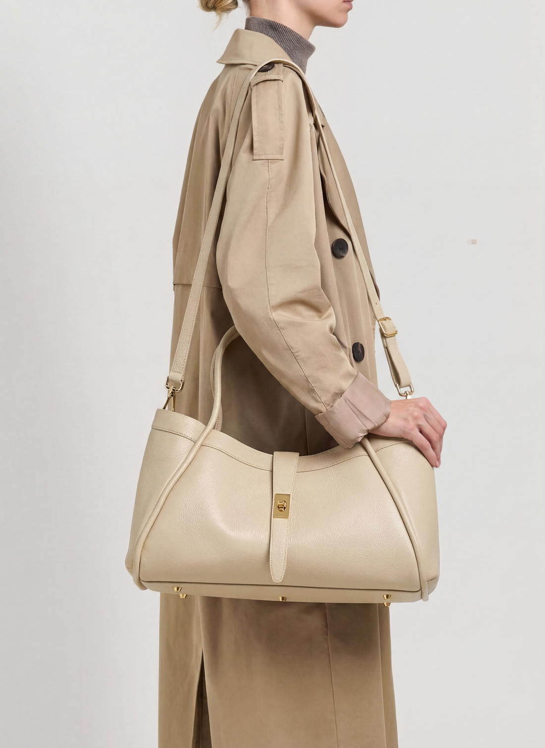 Borsa Mayfair in Pelle Togo Beige - Voemièn