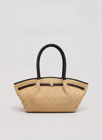 Borsa Brickell in pelle e Rafia Nera