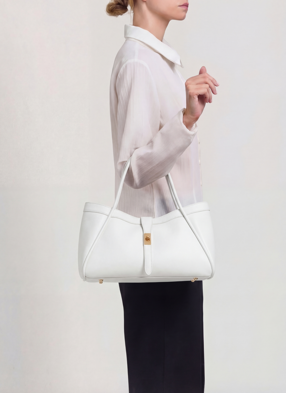 Borsa Mayfair Micro in Pelle Togo Bianca - Voemièn