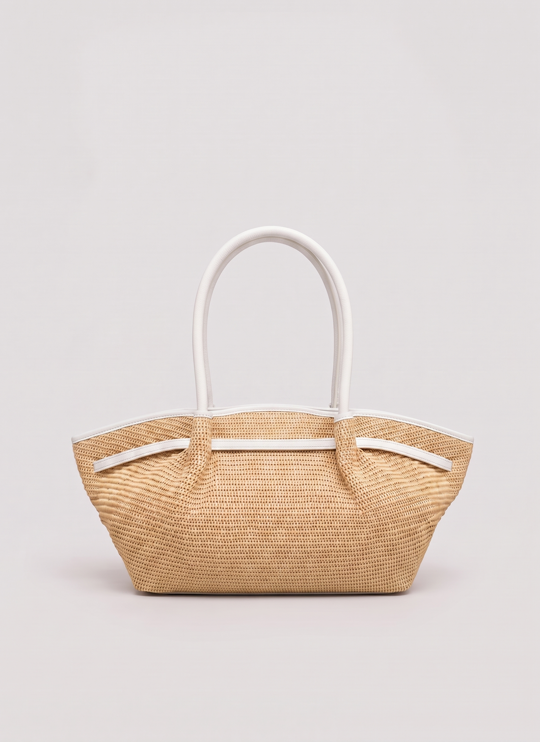 Borsa Brickell in pelle e Rafia Bianca