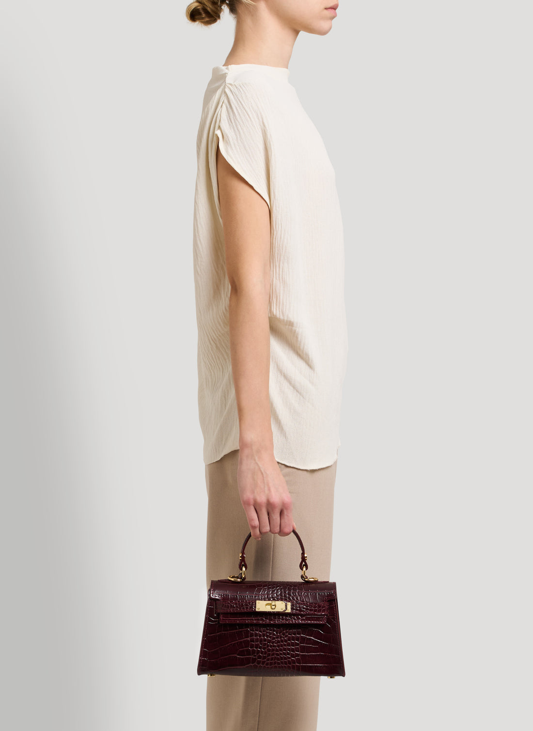 Borsa Victoria limited edition in Pelle Coco Borgogna - Voemièn