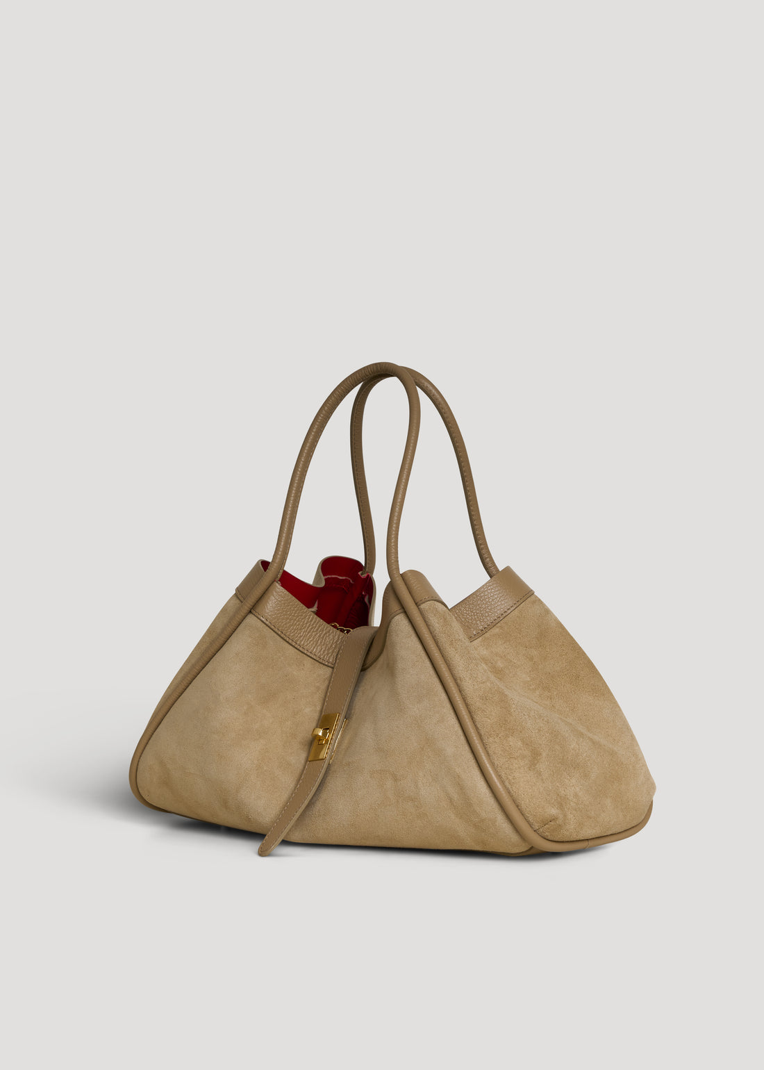 Borsa Mayfair in Camoscio e Pelle Togo Taupe