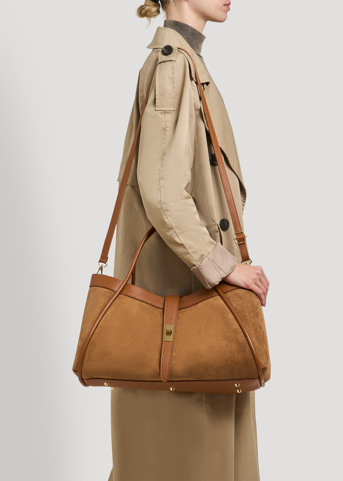 Borsa Mayfair in Camoscio e Pelle Togo Cuoio