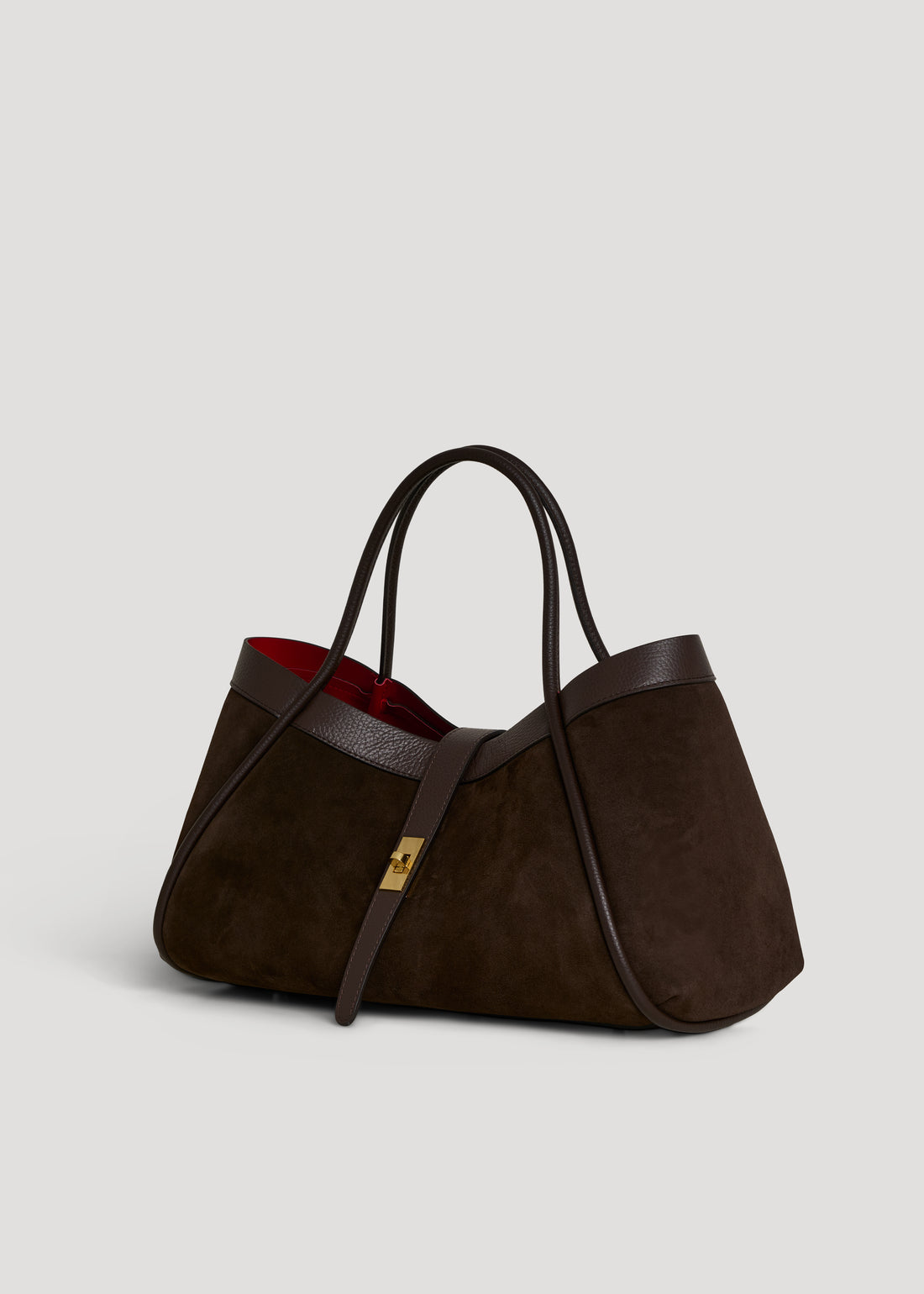 Borsa Mayfair in Camoscio e Pelle Togo Testa di moro