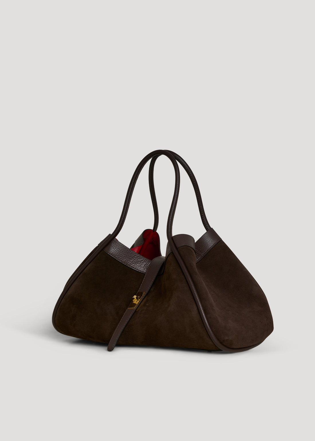 Borsa Mayfair in Camoscio e Pelle Togo Testa di moro