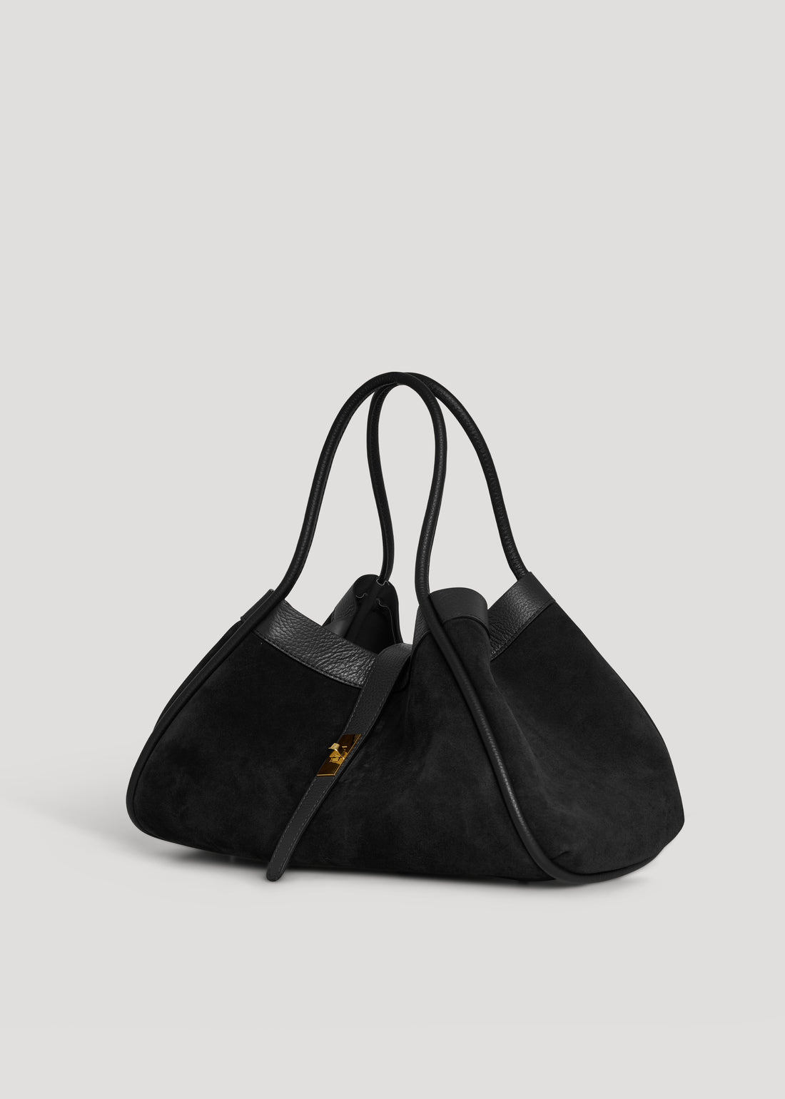 Borsa Mayfair in Camoscio e Pelle Togo Nera