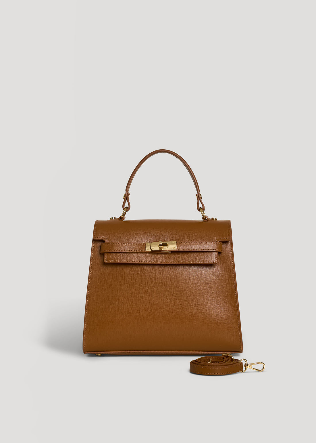 Borsa Zaira in Vera pelle Saffiano Cuoio chiaro
