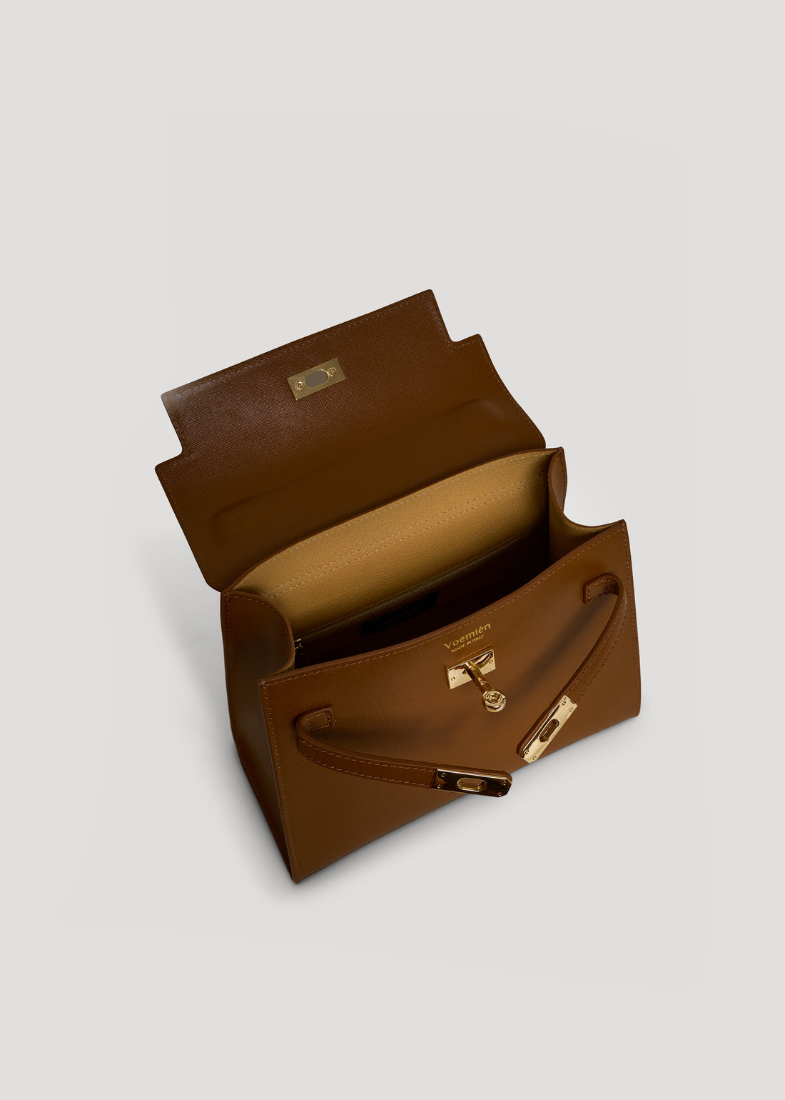 Borsa Zaira in Vera pelle Saffiano Cuoio chiaro
