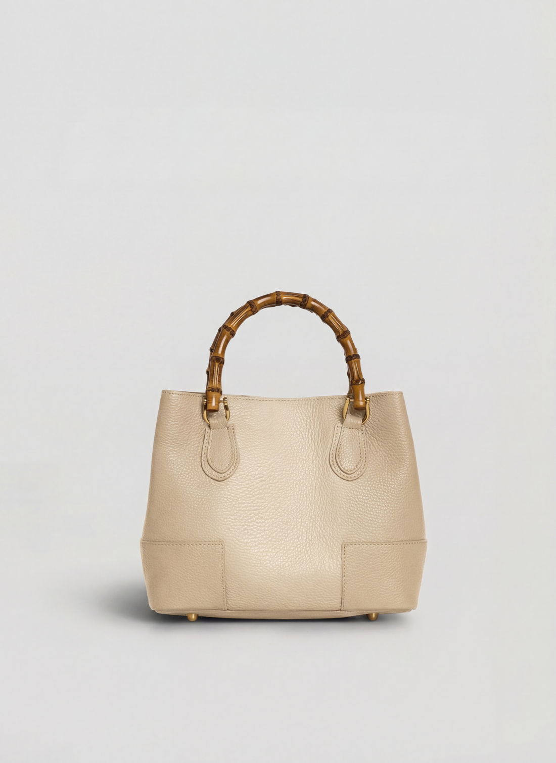 Borsa Bamboo Babe micro in pelle Dollaro Beige - Voemièn