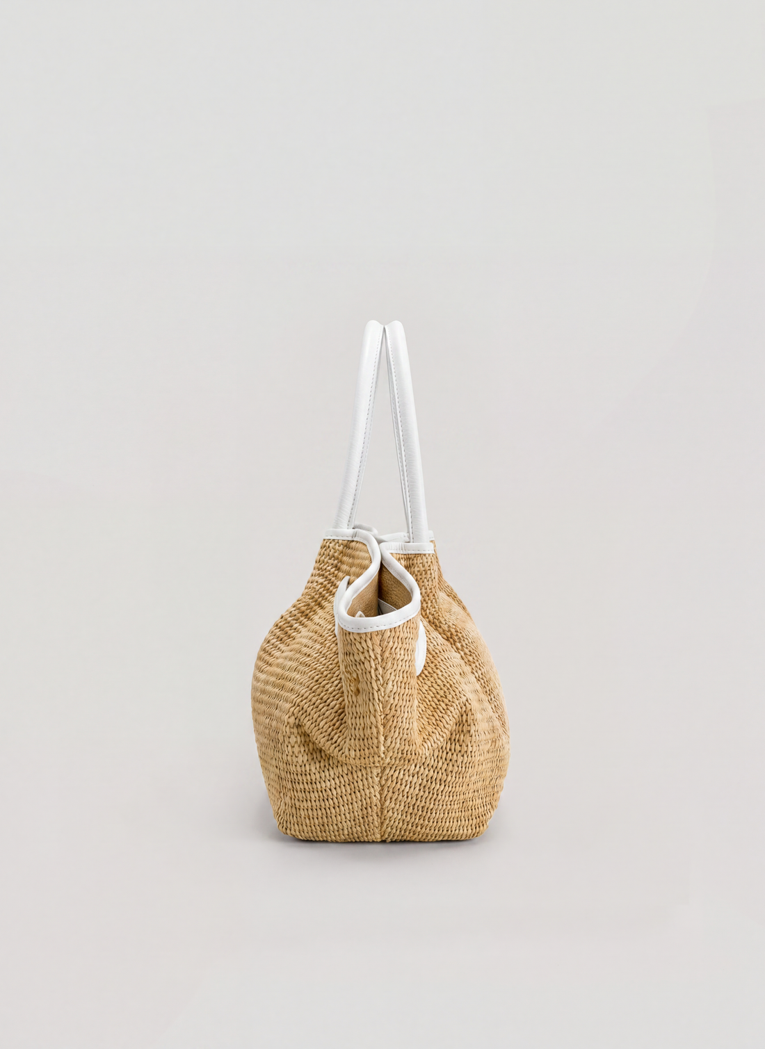 Borsa Brickell in pelle e Rafia Bianca