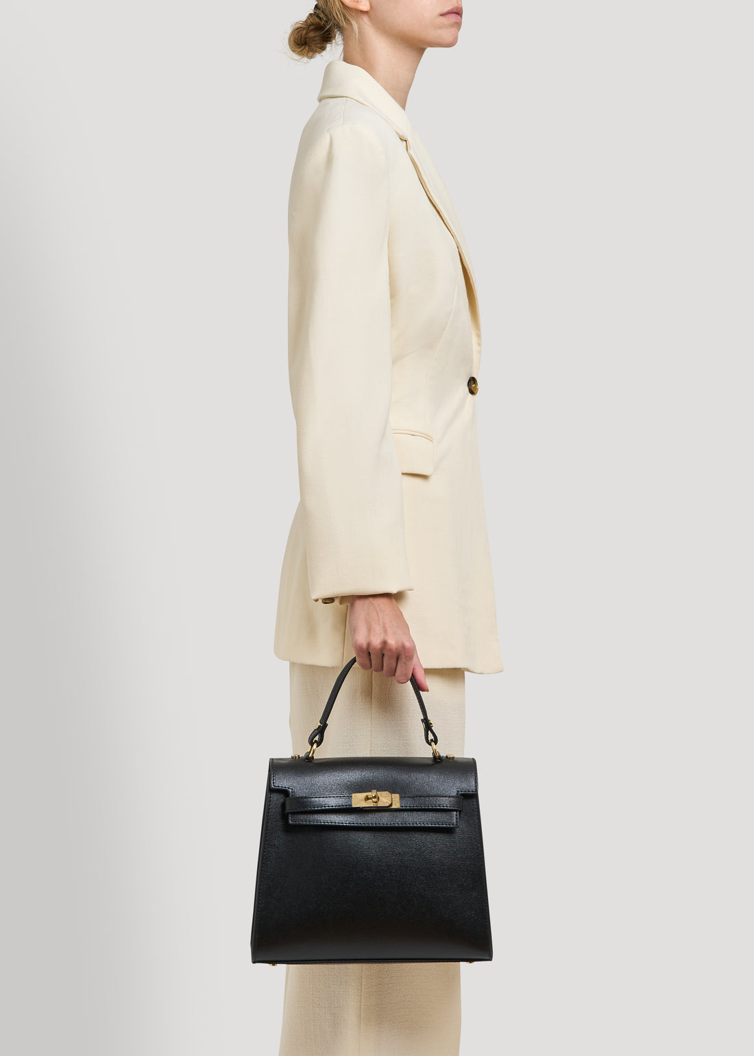 Borsa Zaira in Vera pelle Saffiano Nera - Voemièn